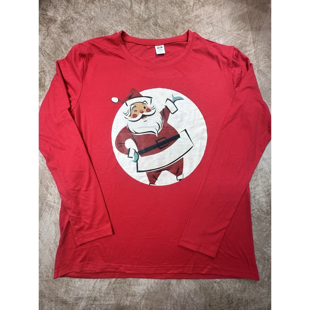 Red Santa Long Sleeve Tshirt Christmas Holiday Christmas Top Large NWOT